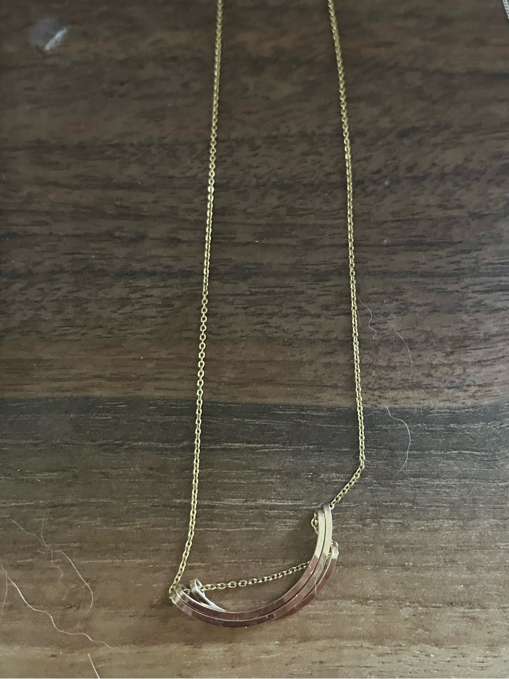 Gold and Rose-Tone Crescent Pendant Necklace - Women Jewelry